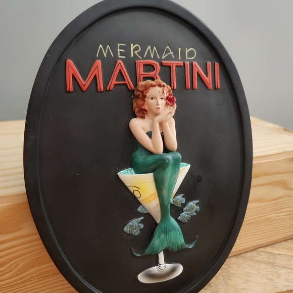 Vintage Mermaid Martini 3D Wall Plaque Bar Decor - Picture 10 of 14